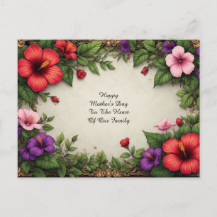 Carte Postale Cadre Floral Vintage Avec Bordure D'Hibiscus