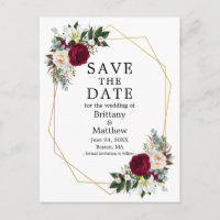 Cadre Geo Floral Blanc Bourgogne Sauvez La Date