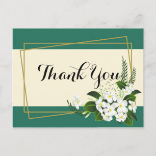 Carte Postale cadre géométrique élégant floral blancMerci
