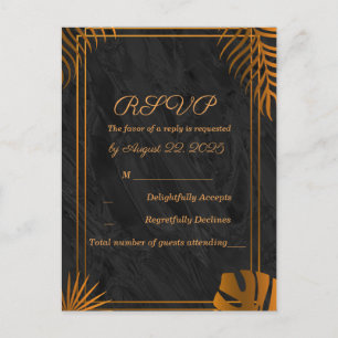 Carte Postale Cadre géométrique Feuille d'or Mariage tropical RS