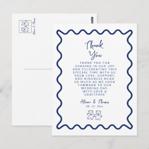 Carte Postale Cadre gribouillé élégant bleu Enregistrez la date