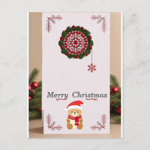 Carte Postale ❄️ Cadre Magique d'Ours de Noël Cozy ✨ Fêtes de Fi