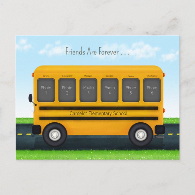 Carte Postale Cadre photo Bus scolaire 6 personnalisé Meilleurs  (Devant)