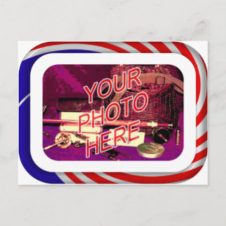 Carte Postale Cadre rouge blanc et bleu