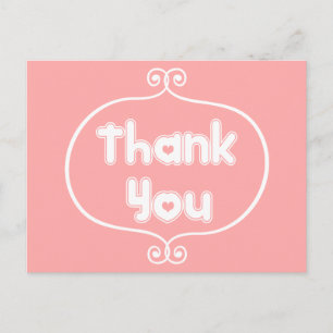 Carte Postale Cadre Tourbillon Rose et Blanc Merci