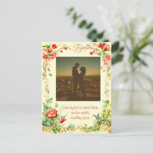 CARTE POSTALE CADRE VINTAGE MIGNON À MOTIF FLORAL AVEC CITATION 