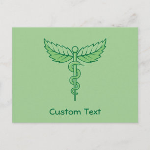Carte Postale Caduceus avec feuilles