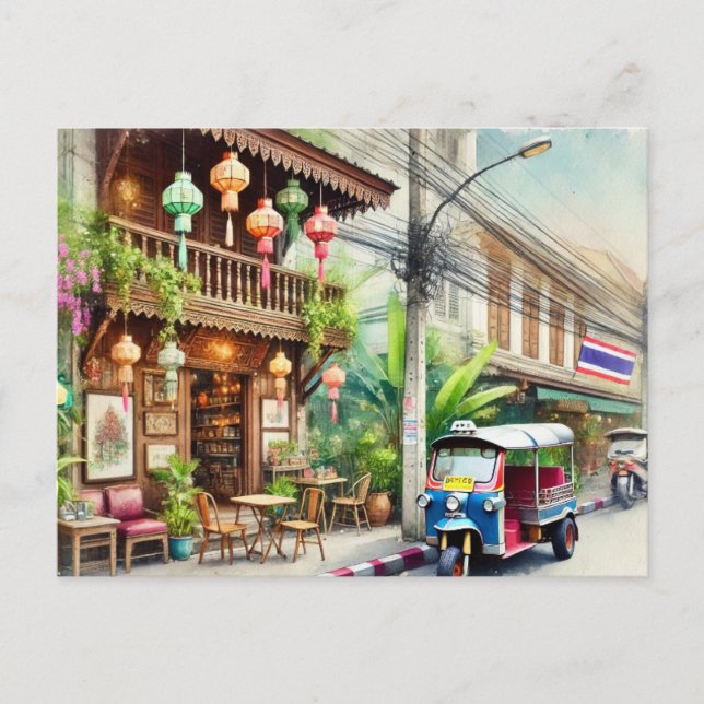 Carte Postale Café à Bangkok Thaïlande (Devant)