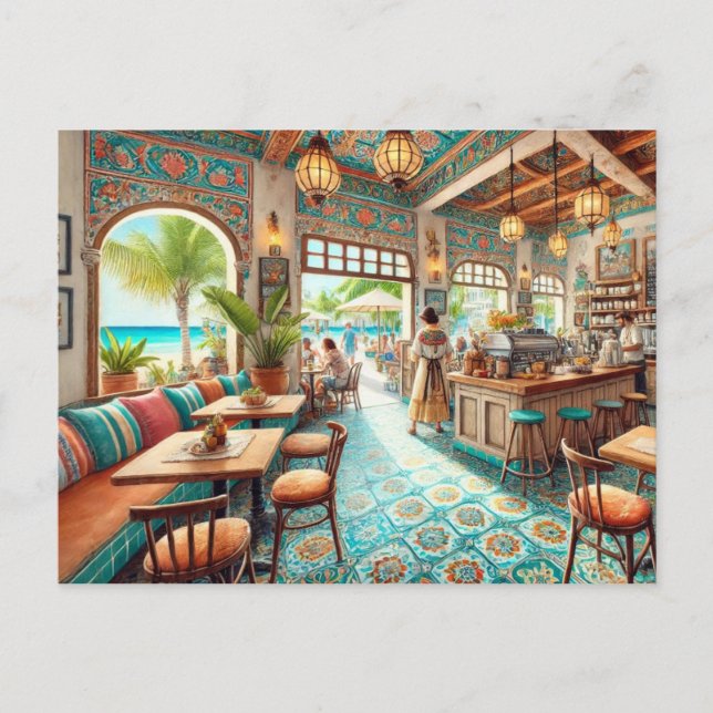 Carte Postale Café à Cancun Mexique (Devant)