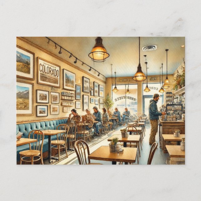 Carte Postale Café à Denver Colorado (Devant)