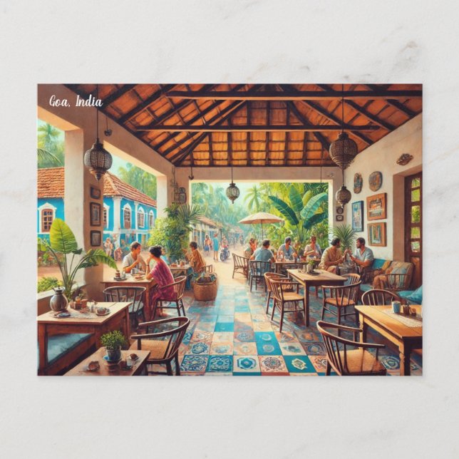 Carte Postale Café à Goa India (Devant)