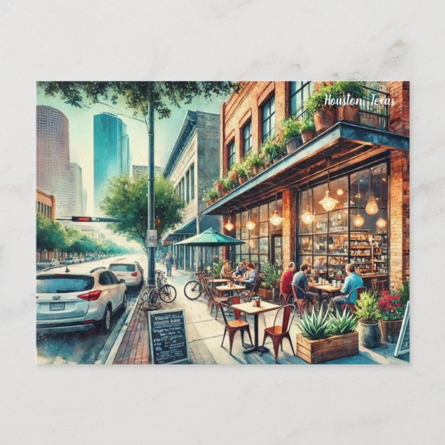 Carte Postale Café à Houston Texas (Devant)