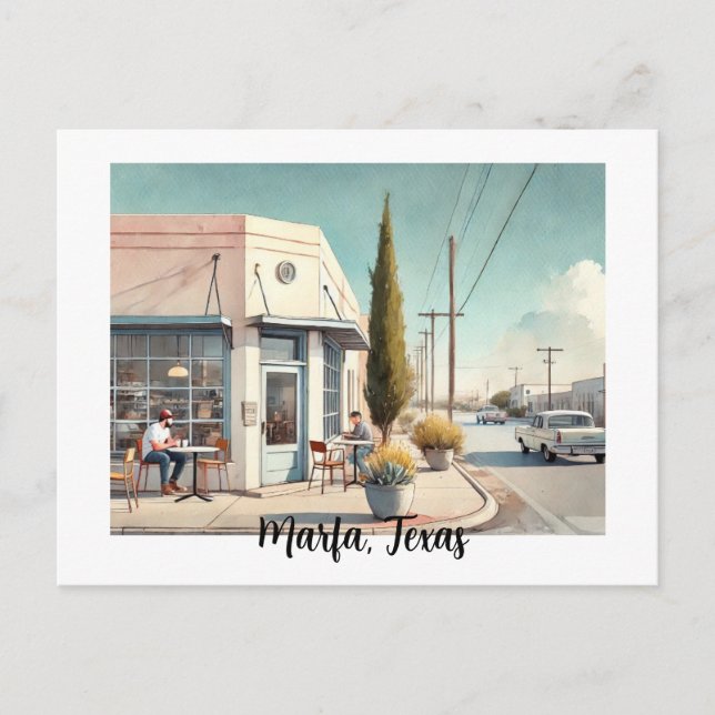 Carte Postale Café à Marfa Texas (Devant)