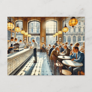 Carte Postale Café à Milan Aquarelle Peinture Mug