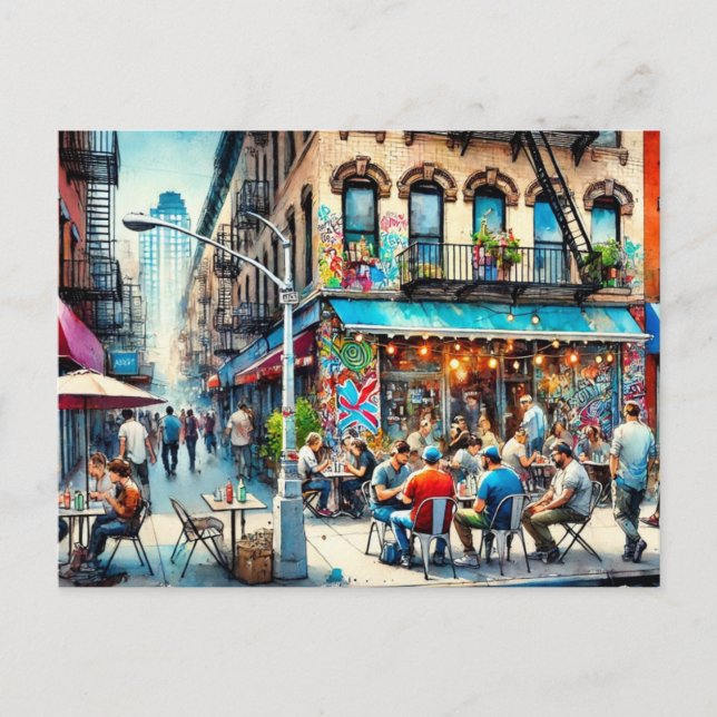 Carte Postale Café à New York Bronx (Devant)