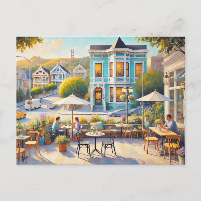 Carte Postale Café à San Francisco Golden Gate Bridge (Devant)