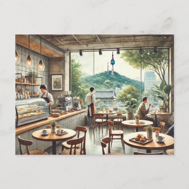 Carte Postale Café à Séoul Corée Namsan Mug (Devant)