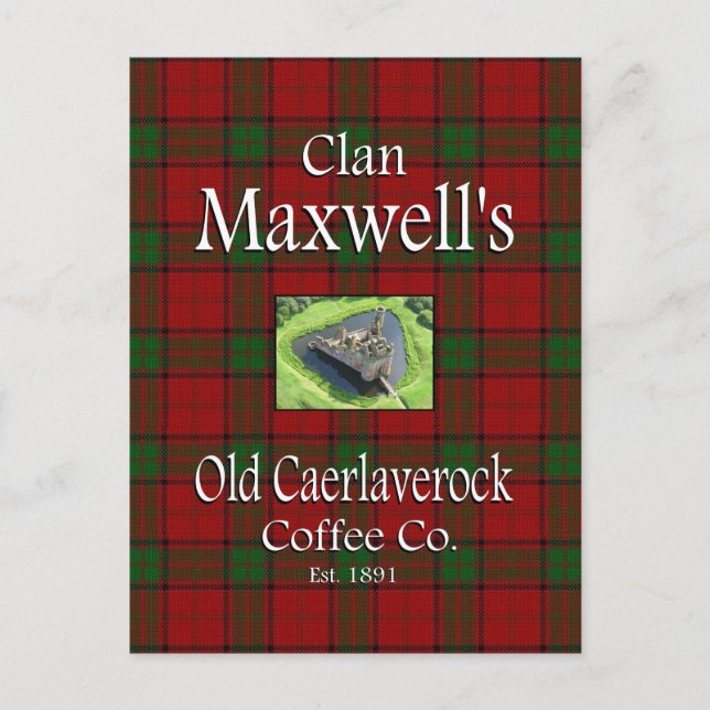 Carte Postale Café Ancien Caerlaverock du Clan Maxwell (Devant)
