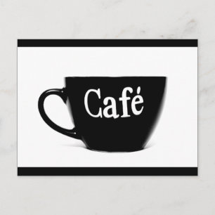 CARTE POSTALE CAFÉ BLANC NOIR CAFÉ MUG BEVERAGE DU MATIN LOGO