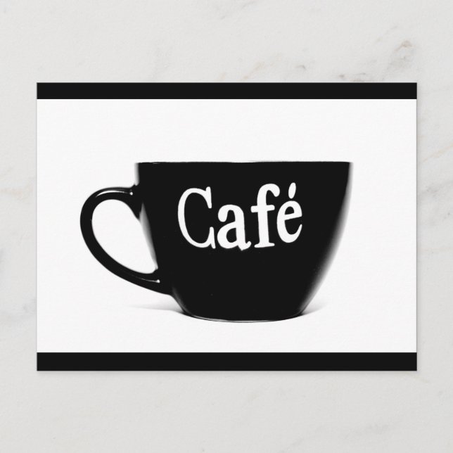 CARTE POSTALE CAFÉ BLANC NOIR CAFÉ MUG BEVERAGE DU MATIN LOGO (Devant)