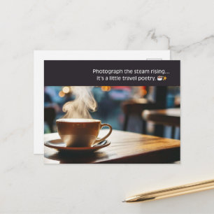 Carte Postale Café Cozy – Photographiez la Vapeur qui Monte