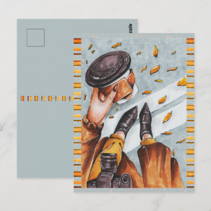 Carte Postale Café Cute Artiste automne automne