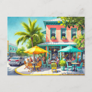Carte Postale Café dans Key West Aquarelle Peinture