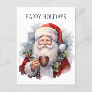 Carte Postale café de Noël festif Père Noël ajouter du texte