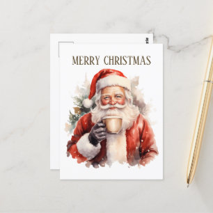 Carte Postale café de Noël festif Père Noël ajouter du texte