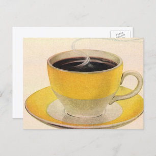 Carte Postale Café d'illustration vintage en Coupe Jaune