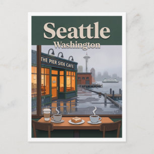Carte Postale Café du front de mer Seattle Washington