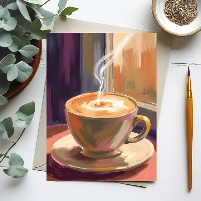 Carte Postale Café du matin | Mug Café Aquarelle (Créateur téléchargé)