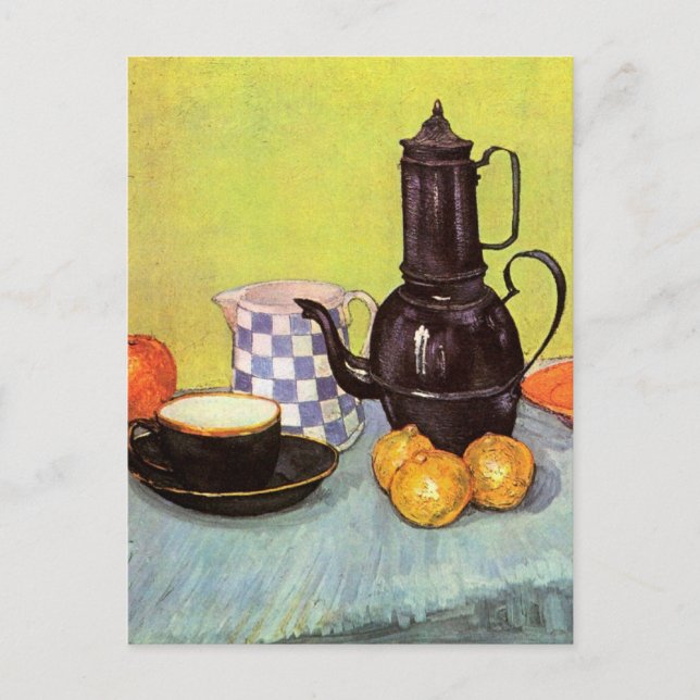 Carte Postale Café en émail bleu par Vincent van Gogh (Devant)