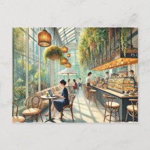 Carte Postale Café en peinture aquarelle à Singapour
