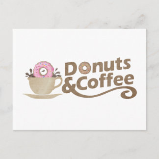 Carte Postale Café et beignets rétro