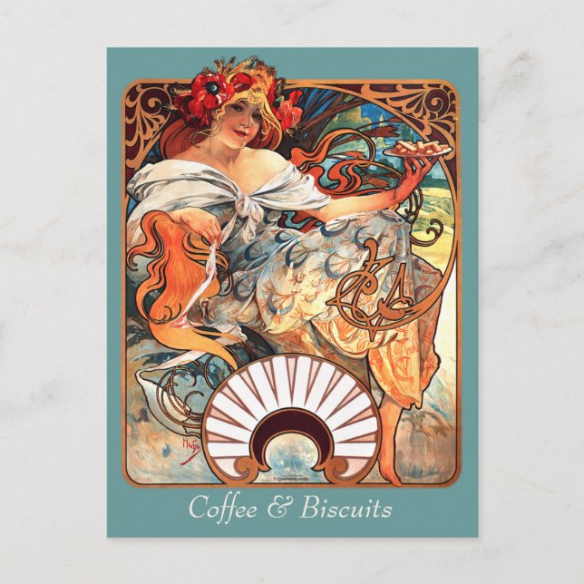 Carte Postale Café et biscuits CC0411 Alphonse Mucha (Devant)