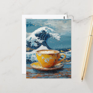 Carte Postale Café et la vague en mer