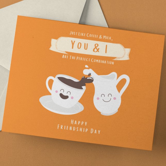 Carte Postale Café et lait orange et blanc de charme (Créateur téléchargé)