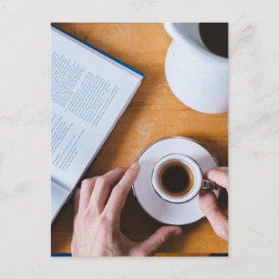 Carte Postale Café et livre ; Lazy Sunday