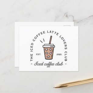 Carte Postale Café glacé latte club amoureux esthétique drôle