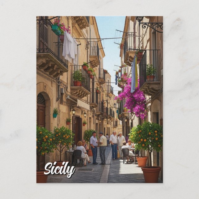 Carte Postale Cafe in Sicily Italy (Devant)