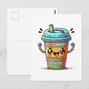 Carte Postale Café Kawai