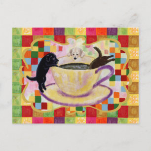 Carte Postale Café Labradors Peinture Mosaïque