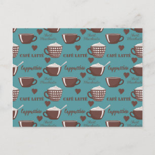 Carte Postale Café Latte Cappuccino Marron Tasses de Café Crème
