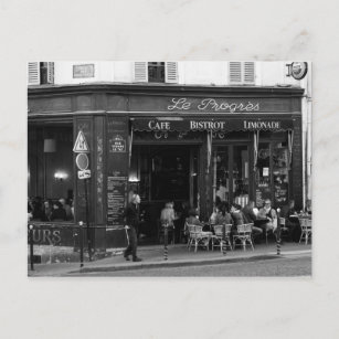 Carte Postale Café noir et blanc à Montmartre, Paris