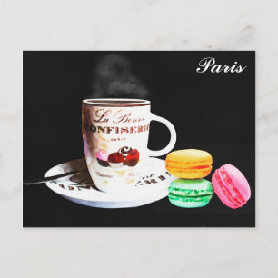 Carte Postale Cafe Paris France Café Café Macarons Aquarelle