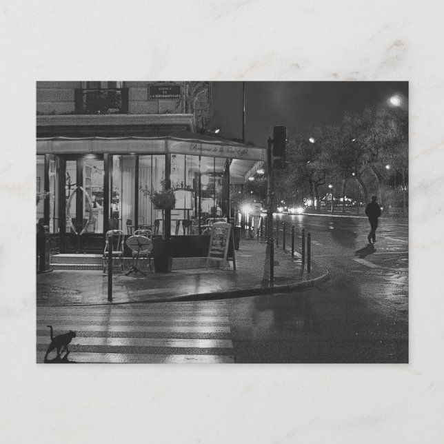 Carte Postale Café Paris la nuit (Devant)