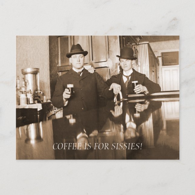 Carte Postale Café pour Sissies 1890 Hommes Boire de la bière (Devant)
