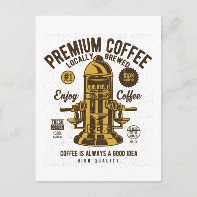 Carte Postale Café Premium Vintage Barista (Devant)