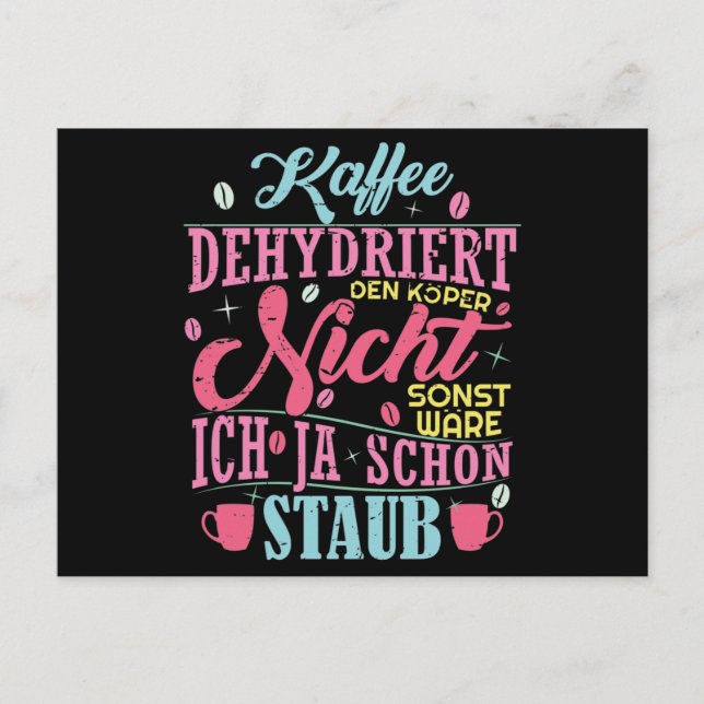 Carte Postale Café Sort / Café ne déshydrate pas le corps (Devant)